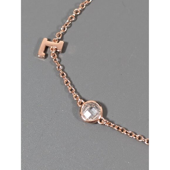 Puravida Rose Gold Tone LOVE Crystal Dainty Chain Necklace 17" - Picture 4 of 7